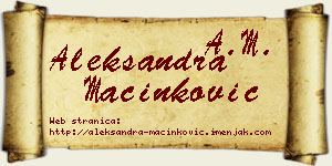 Aleksandra Mačinković vizit kartica